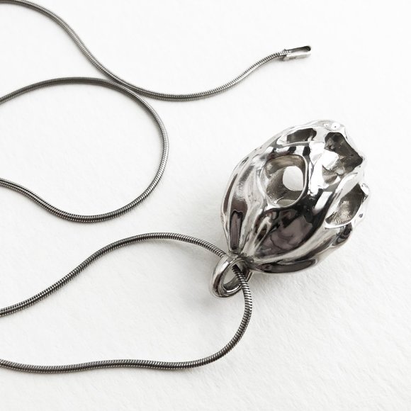 Unusual massive pendant necklace ooak, large long silver pendant - Picture 6 of 10